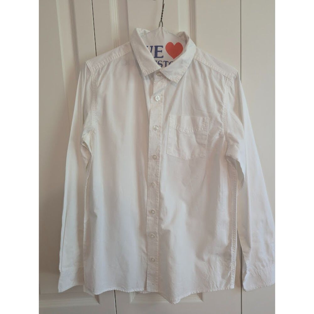 Cat and Jack White cotton button down dress shirt size XL 16 Boys